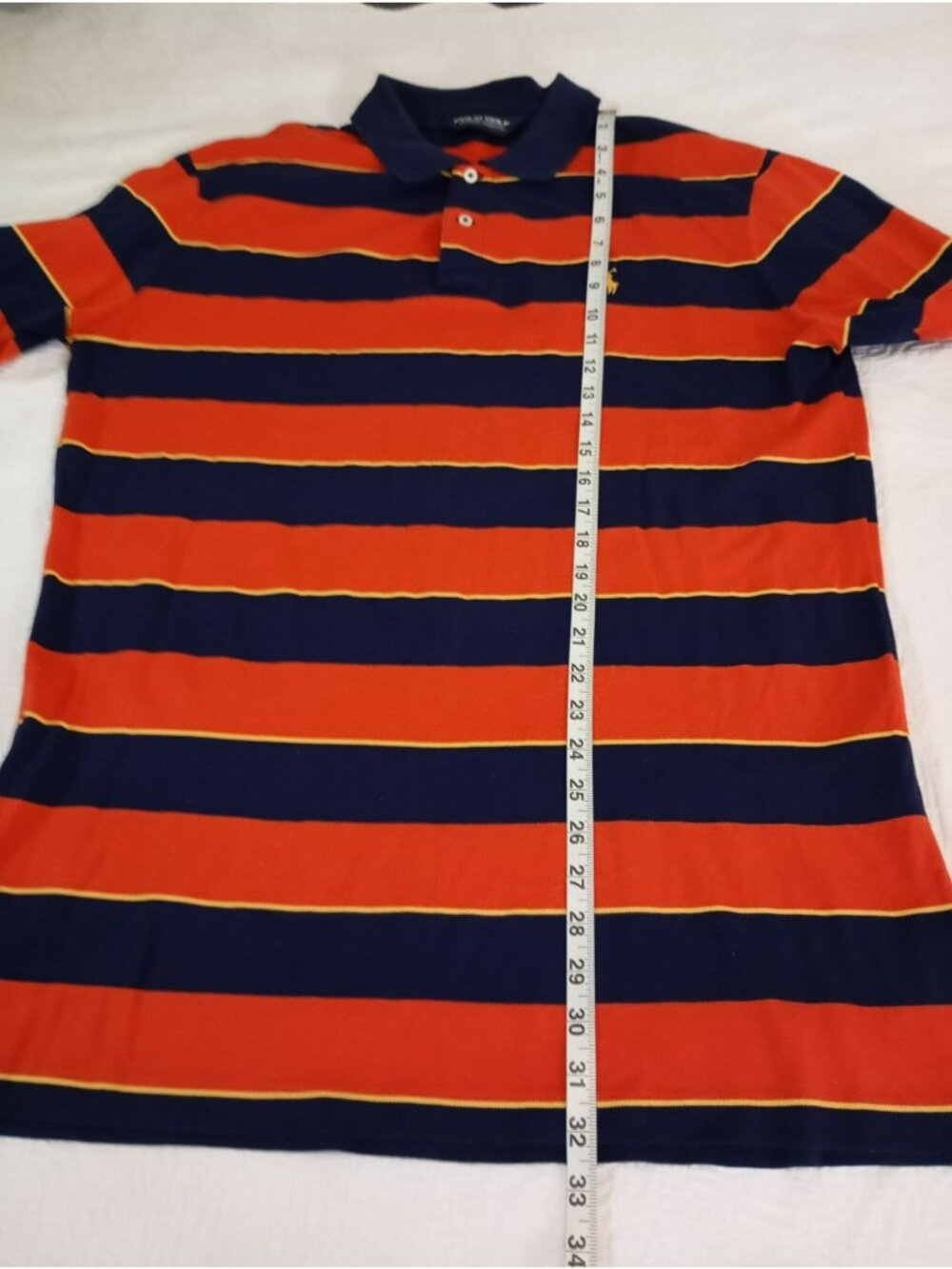Polo Golf Ralph Lauren Mens XXL Striped Pima 100% Cotton Navy & Orange - Picture 6 of 9